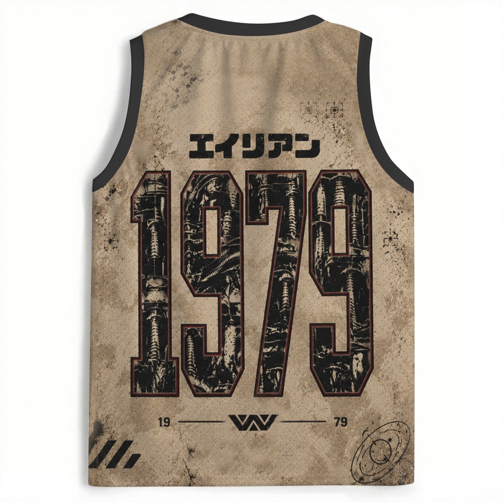 Vintage Alien Japanese Text Distressed Khaki Jersey Tank