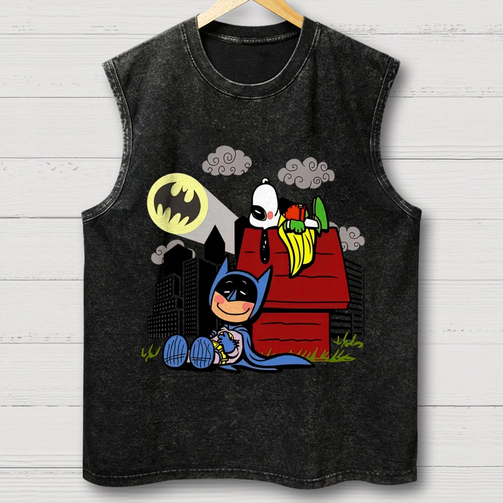  Hero x Beagle Cartoon Crossover Casual Graphic Washed Vest 
