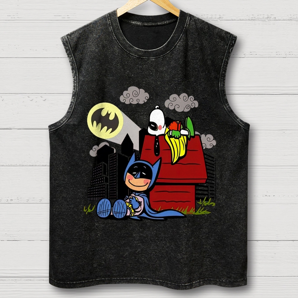  Hero x Beagle Cartoon Crossover Casual Graphic Washed Vest 
