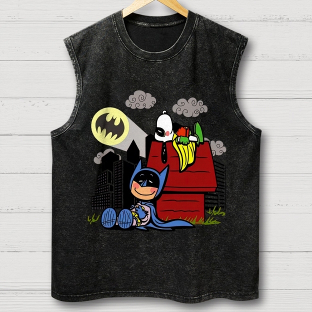  Hero x Beagle Cartoon Crossover Casual Graphic Washed Vest 