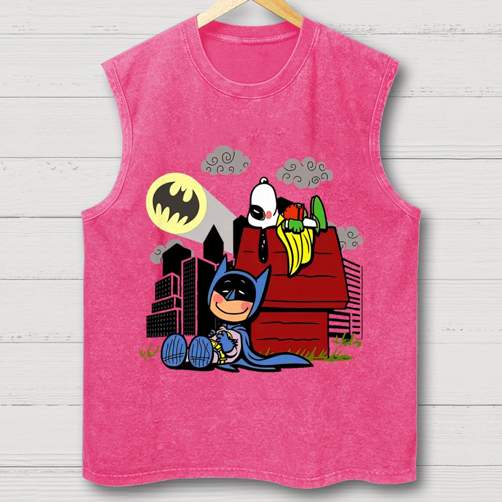  Hero x Beagle Cartoon Crossover Casual Graphic Washed Vest 