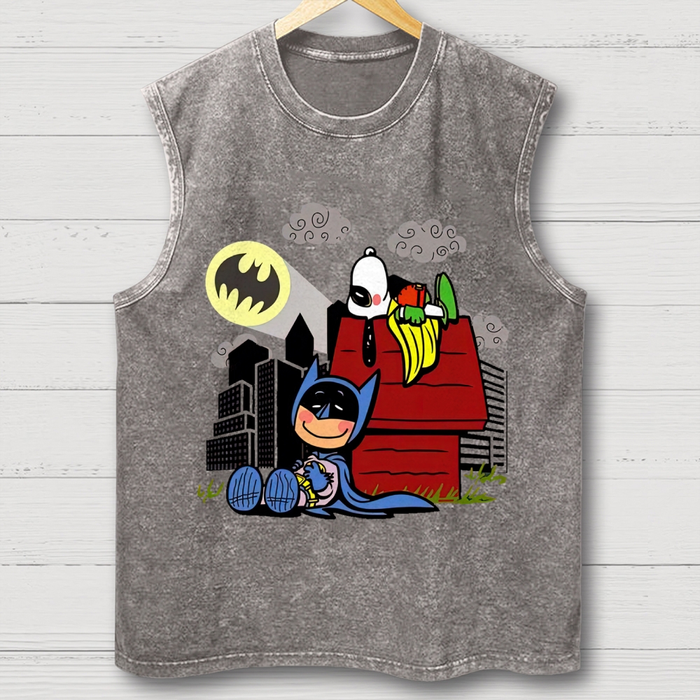 Hero x Beagle Cartoon Crossover Casual Graphic Washed Vest 