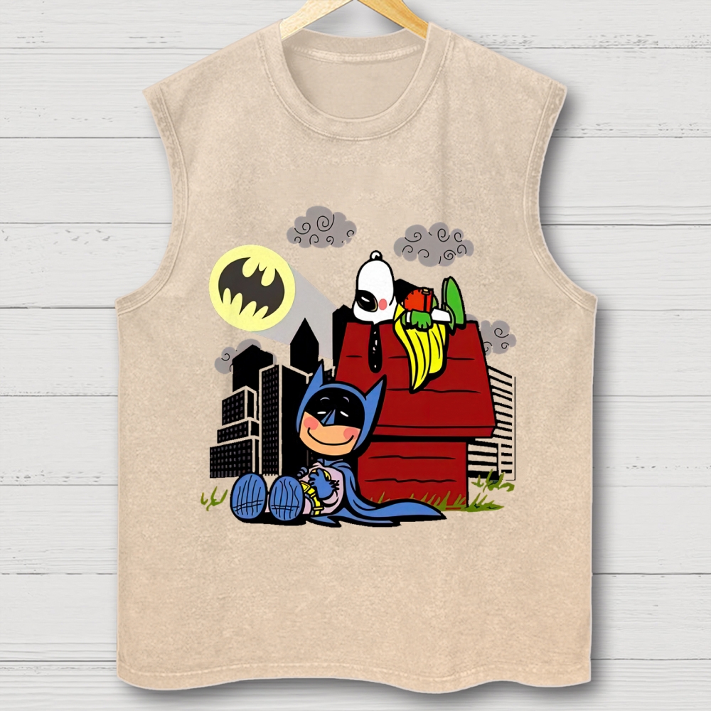  Hero x Beagle Cartoon Crossover Casual Graphic Washed Vest 