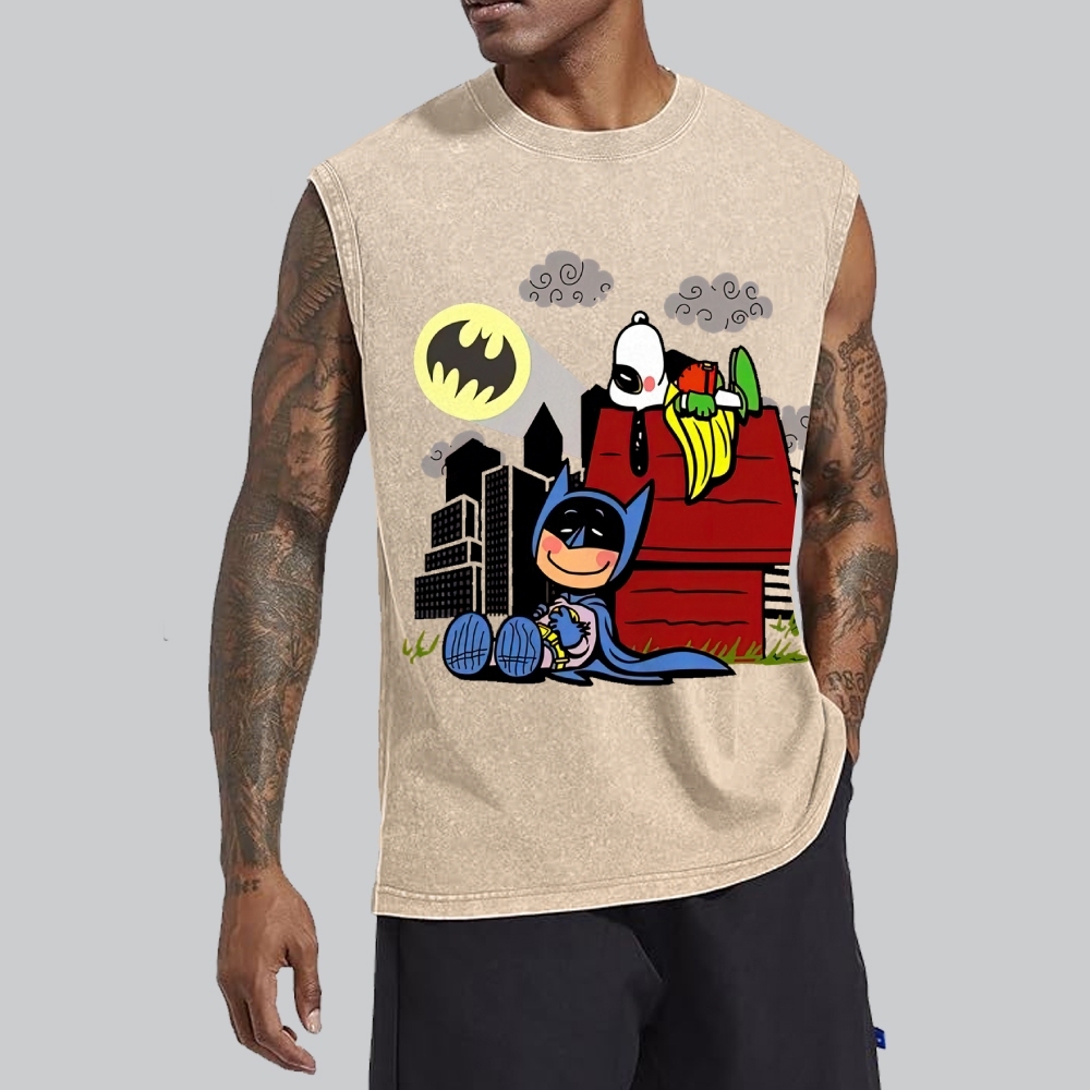  Hero x Beagle Cartoon Crossover Casual Graphic Washed Vest 