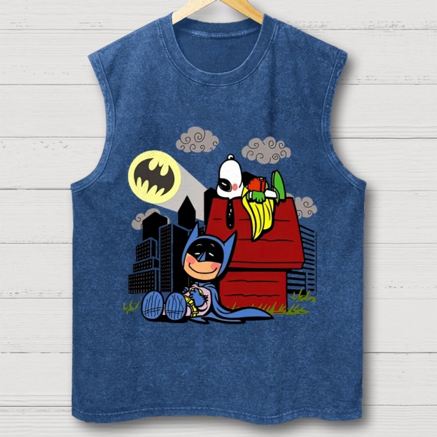  Hero x Beagle Cartoon Crossover Casual Graphic Washed Vest 
