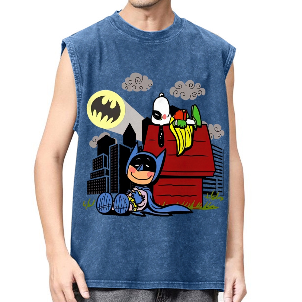  Hero x Beagle Cartoon Crossover Casual Graphic Washed Vest 