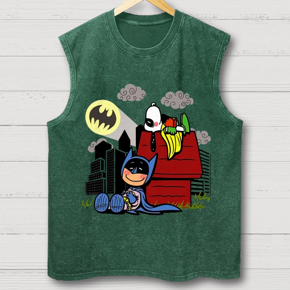  Hero x Beagle Cartoon Crossover Casual Graphic Washed Vest 