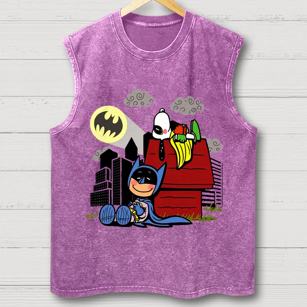  Hero x Beagle Cartoon Crossover Casual Graphic Washed Vest 