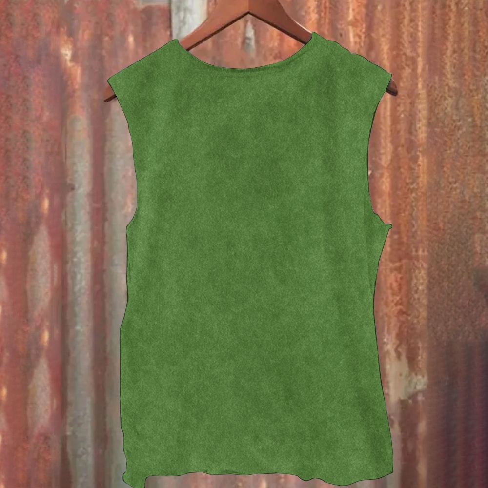 Green Sketch Science Themed Portrait Graphic Printed Tank Top 