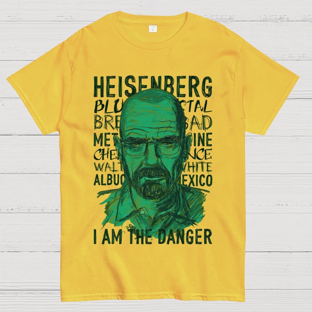 Green Sketch Science Themed Portrait Graphic Cotton T-Shirt 