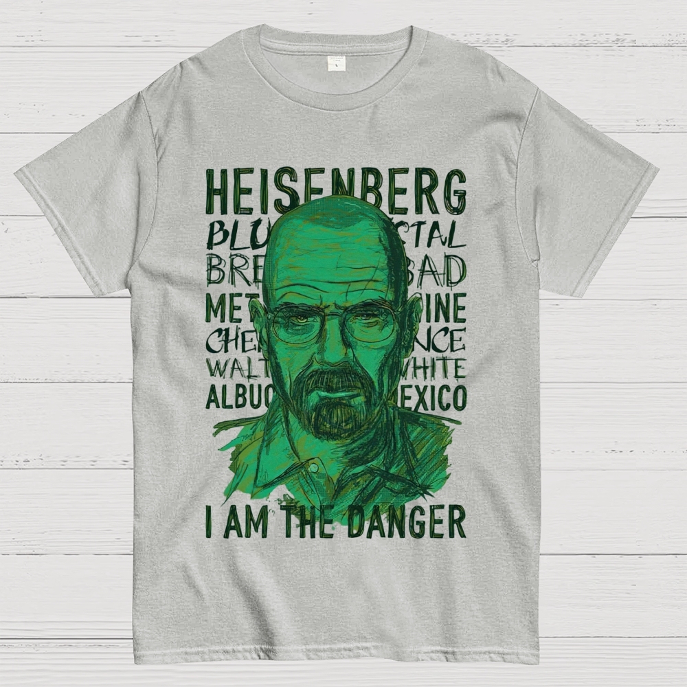 Green Sketch Science Themed Portrait Graphic Cotton T-Shirt 