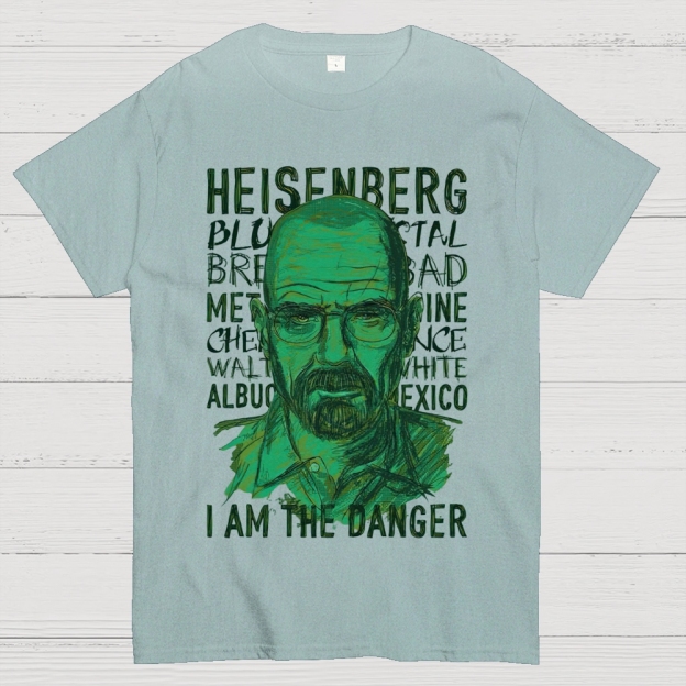 Green Sketch Science Themed Portrait Graphic Cotton T-Shirt 