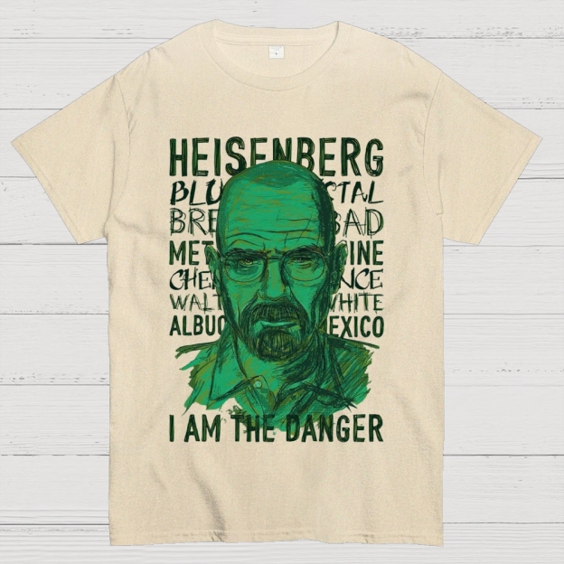 Green Sketch Science Themed Portrait Graphic Cotton T-Shirt 
