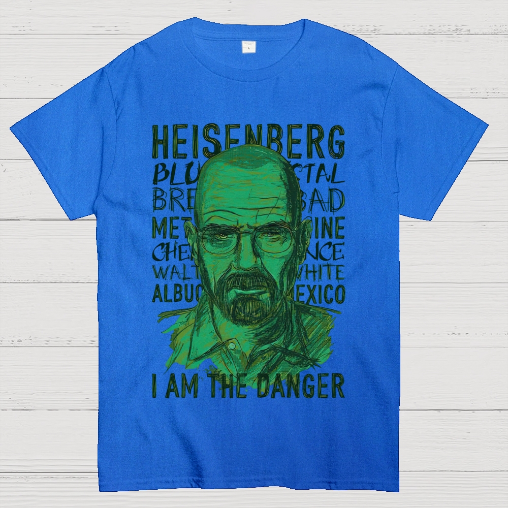 Green Sketch Science Themed Portrait Graphic Cotton T-Shirt 