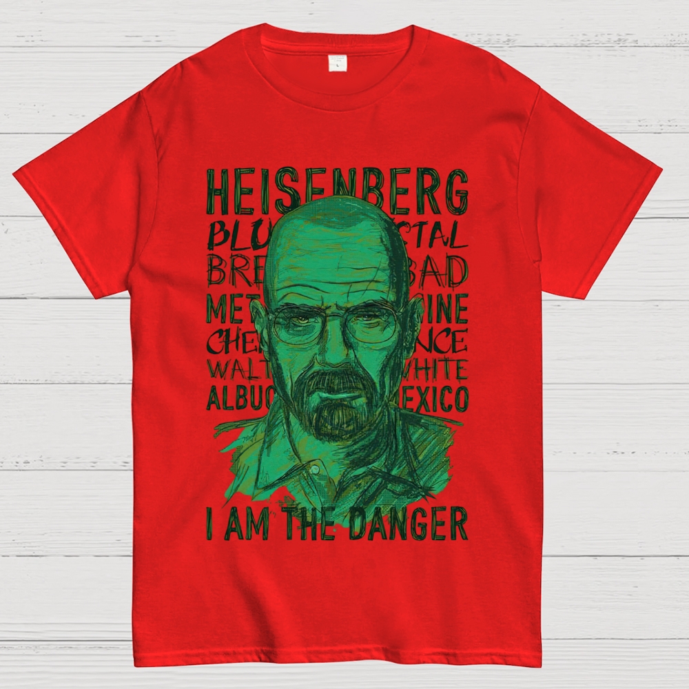 Green Sketch Science Themed Portrait Graphic Cotton T-Shirt 