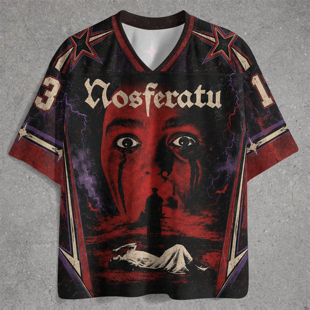Red Vampire Face Lightning Star Jersey Shirts