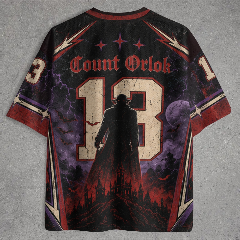Red Vampire Face Lightning Star Jersey Shirts