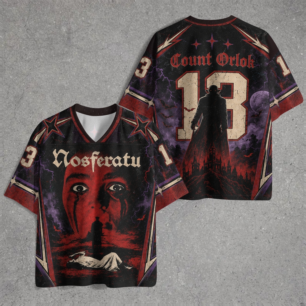 Red Vampire Face Lightning Star Jersey Shirts