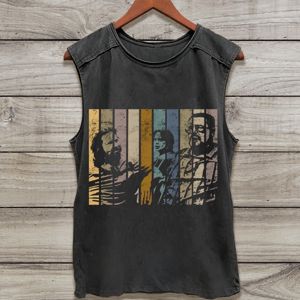 Striped Character Portrait Washed Tank Top 