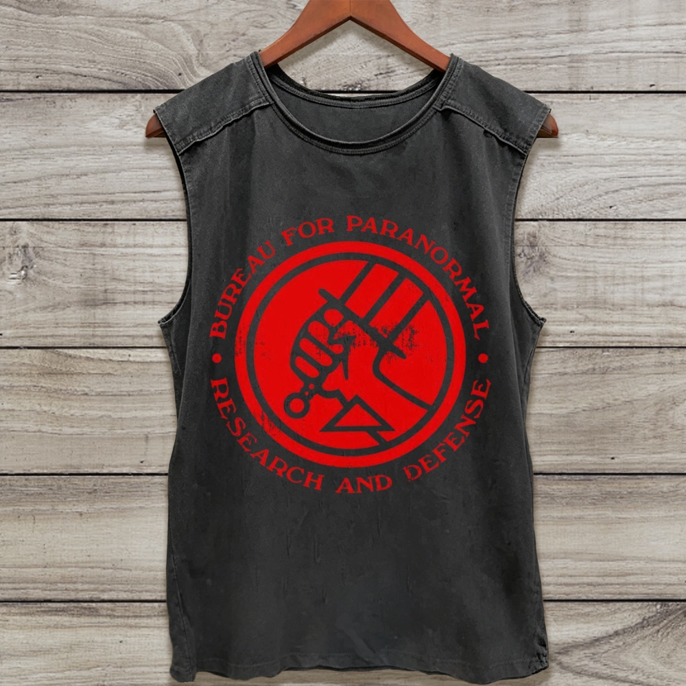 Red Circular Bureau Logo Washed Tank Top