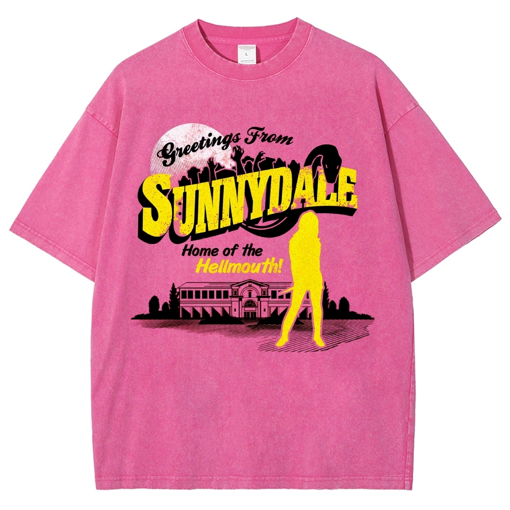  Green Sunnydale Hellmouth Graphic Washed T-Shirt
