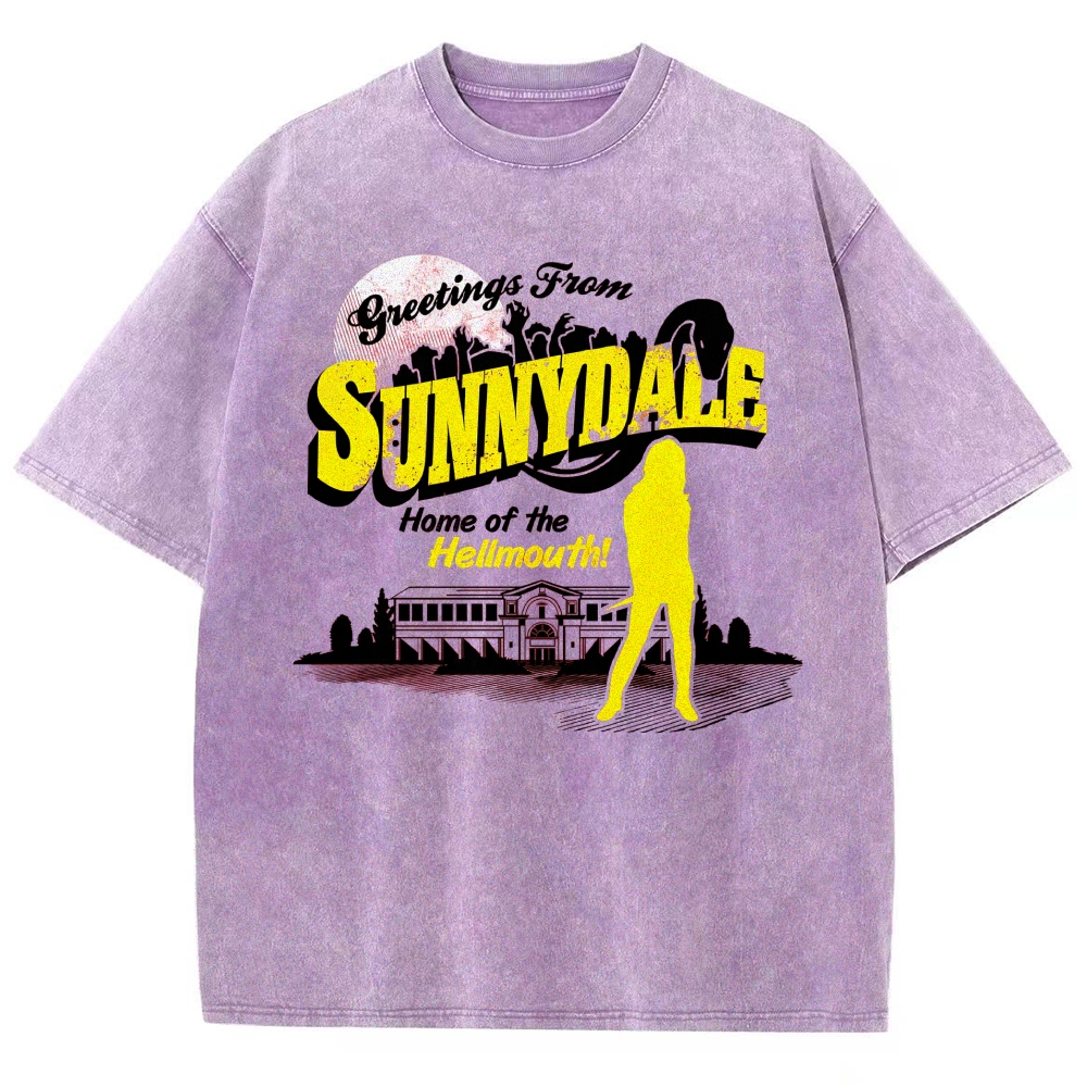  Green Sunnydale Hellmouth Graphic Washed T-Shirt
