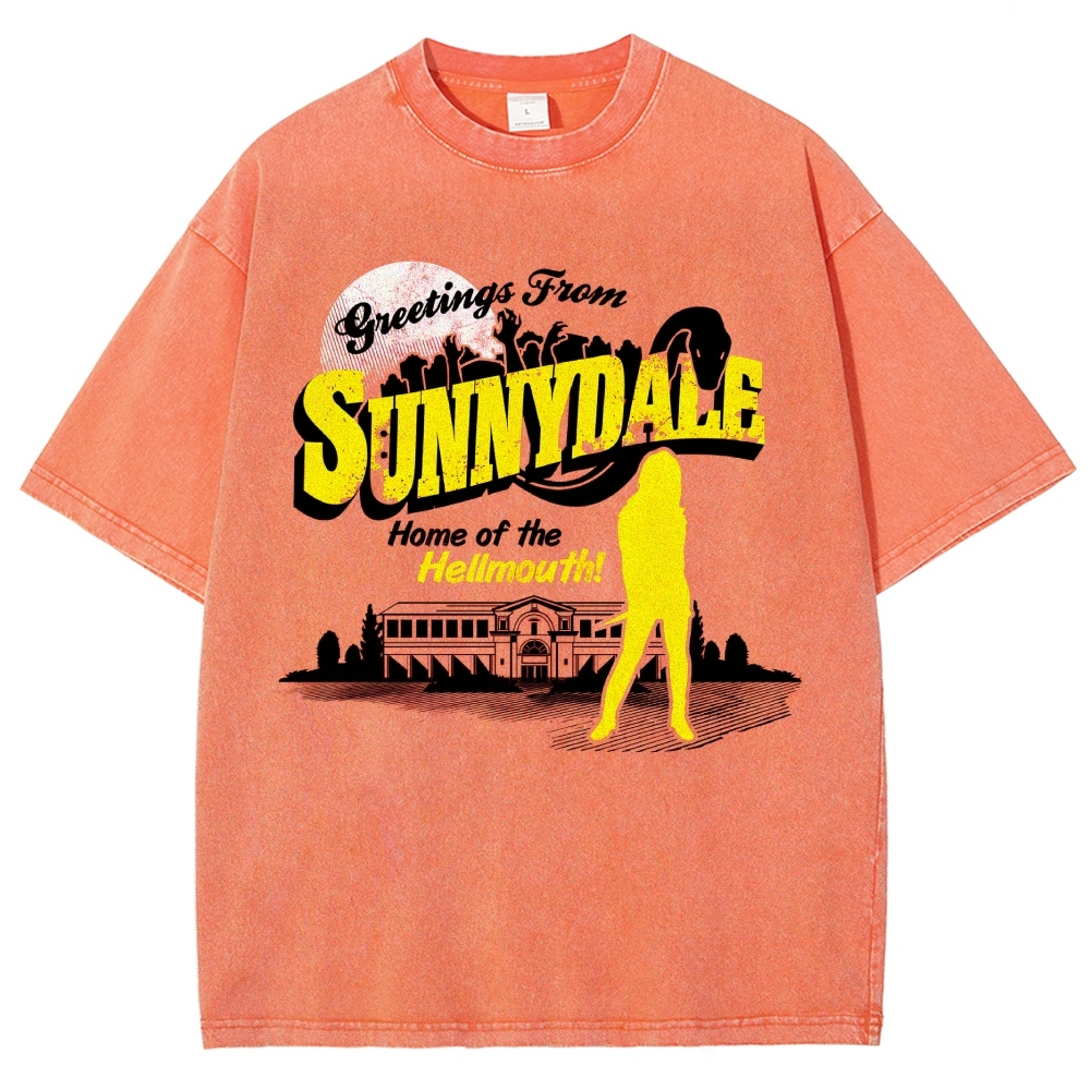  Green Sunnydale Hellmouth Graphic Washed T-Shirt