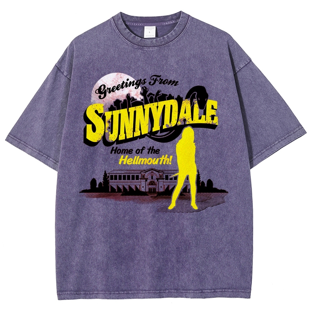  Green Sunnydale Hellmouth Graphic Washed T-Shirt