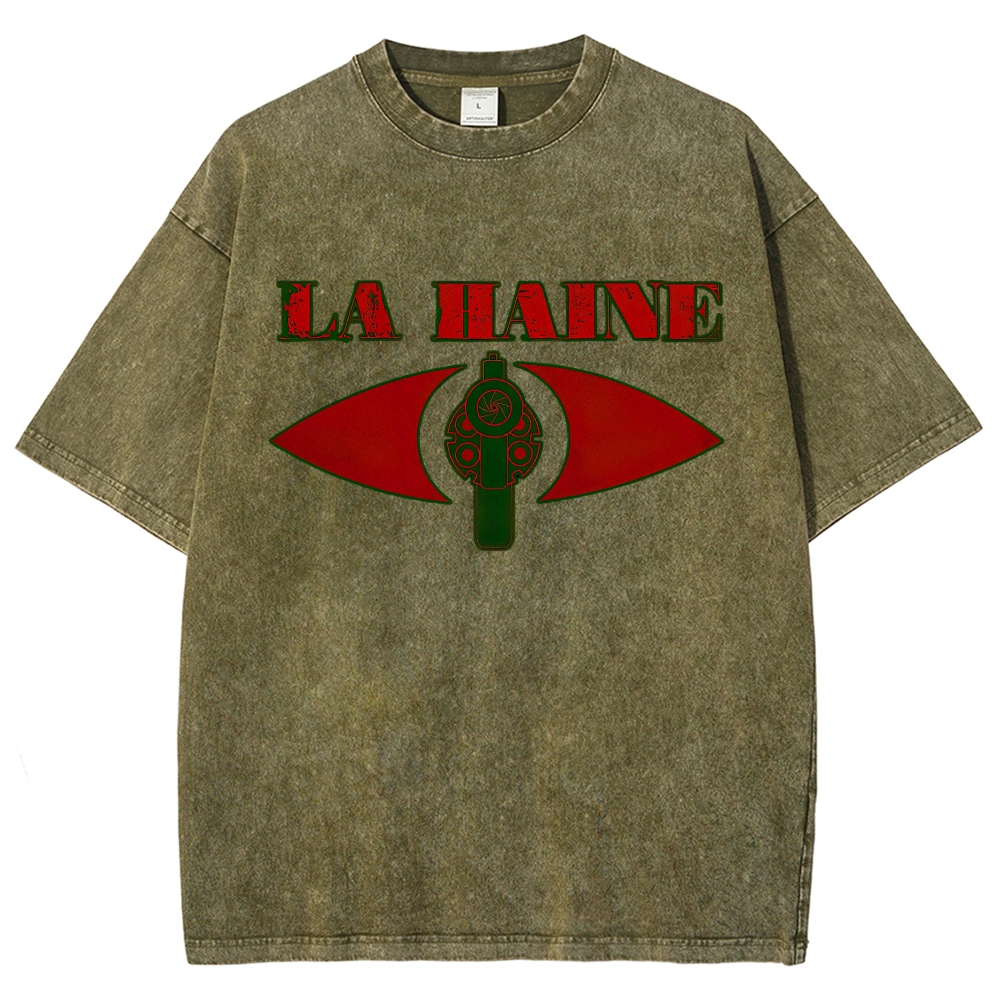 Faded Beige Ancient Epic Character Collage Print Washed T-Shirt