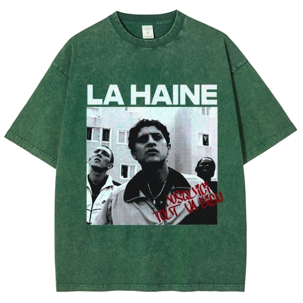 Red Green Eye Gun Symbol Streetwear Washed T-Shirt