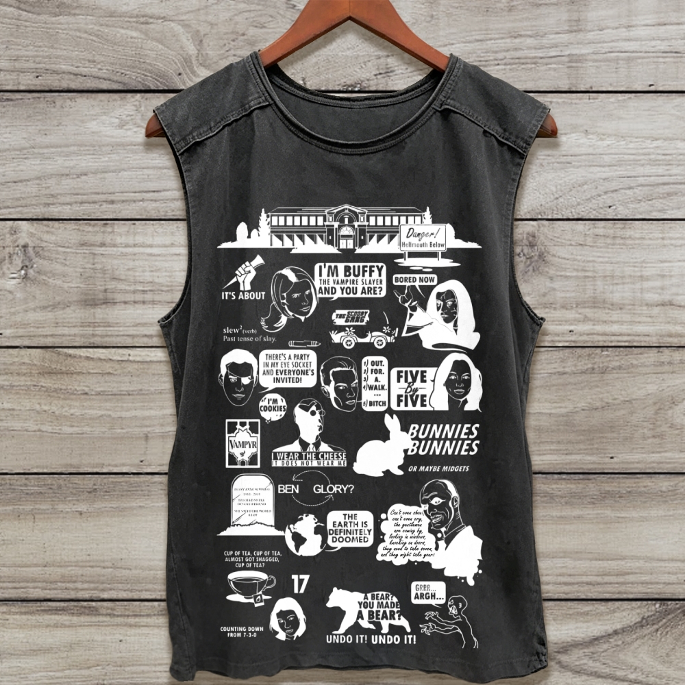 Classic Show Quotes Collage Washed Tank Top