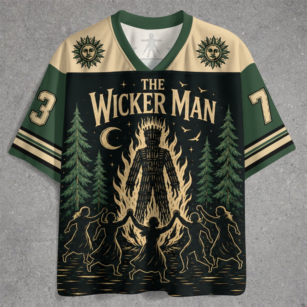 Forest Ritual Burning Wicker Man Green Jersey Shirts