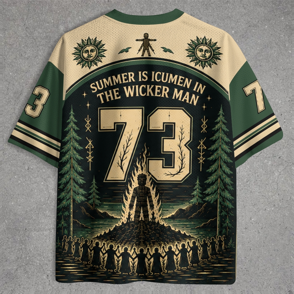 Forest Ritual Burning Wicker Man Green Jersey Shirts