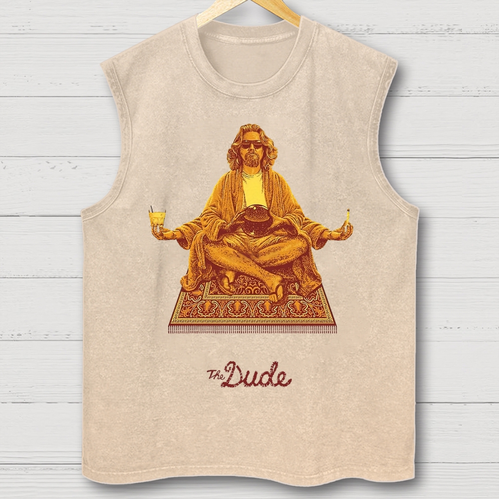 Vintage Meditating Man Carpet Graphic Washed Vest
