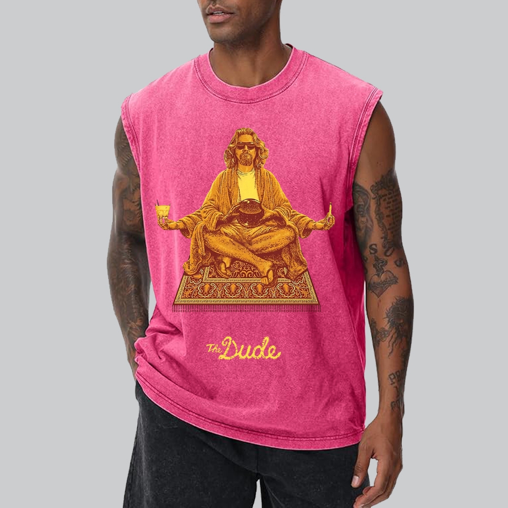 Vintage Meditating Man Carpet Graphic Washed Vest