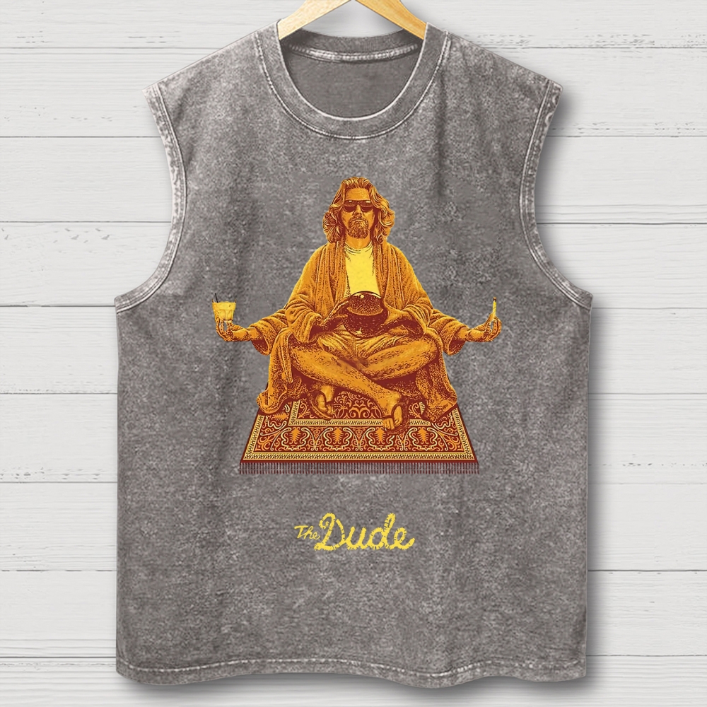 Vintage Meditating Man Carpet Graphic Washed Vest