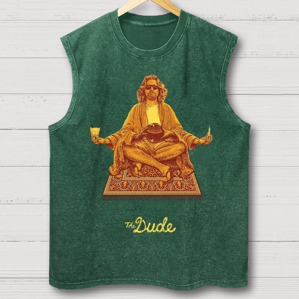 Vintage Meditating Man Carpet Graphic Washed Vest