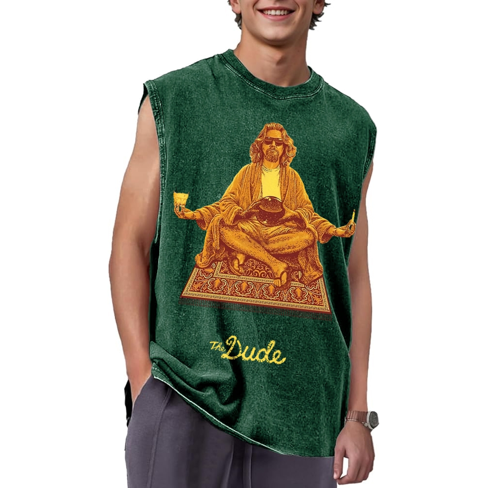 Vintage Meditating Man Carpet Graphic Washed Vest