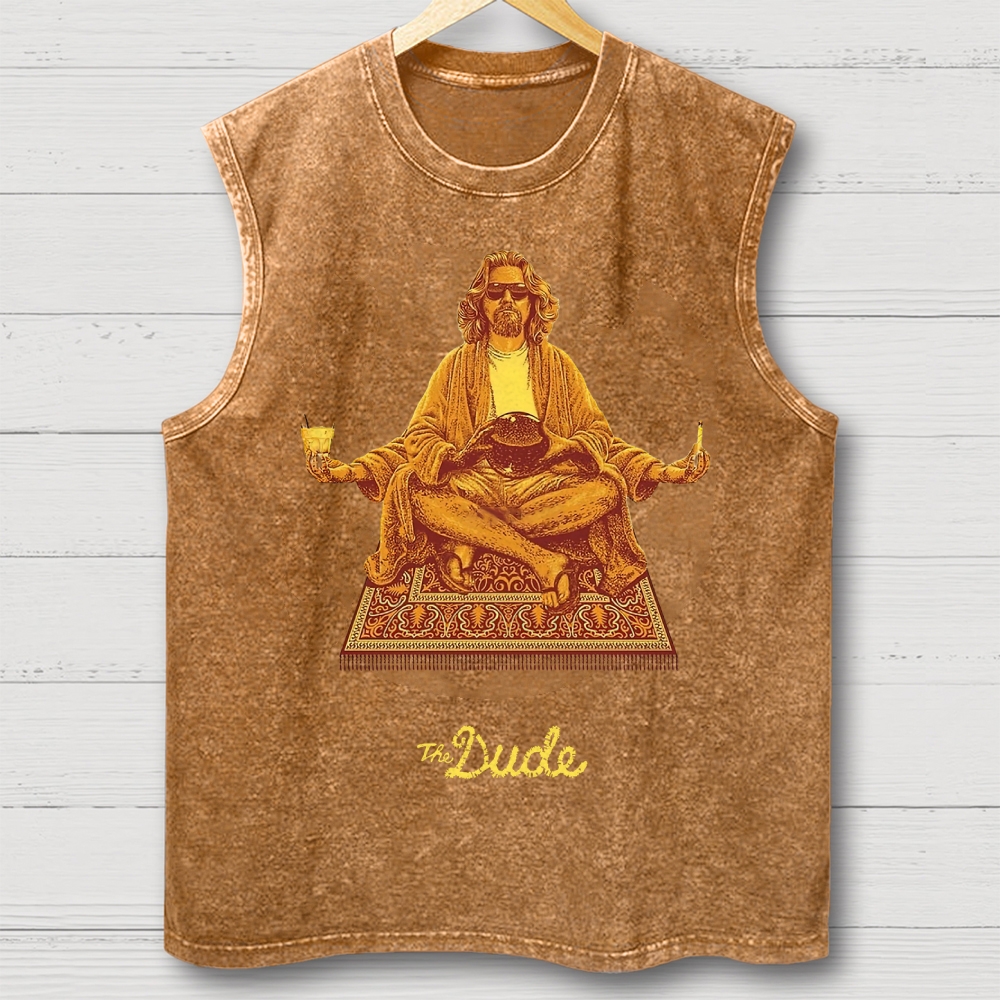 Vintage Meditating Man Carpet Graphic Washed Vest