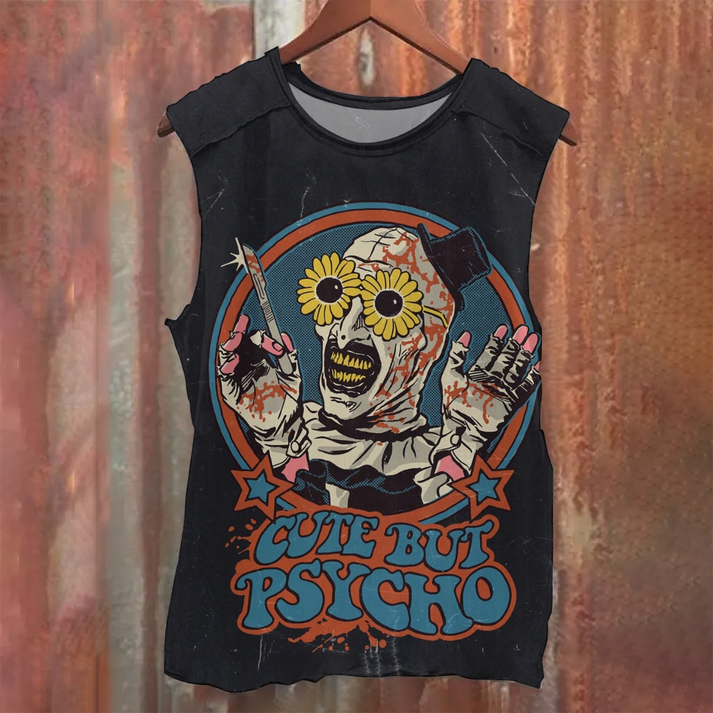 Vintage Distressed Clown Graphic Tank Top 