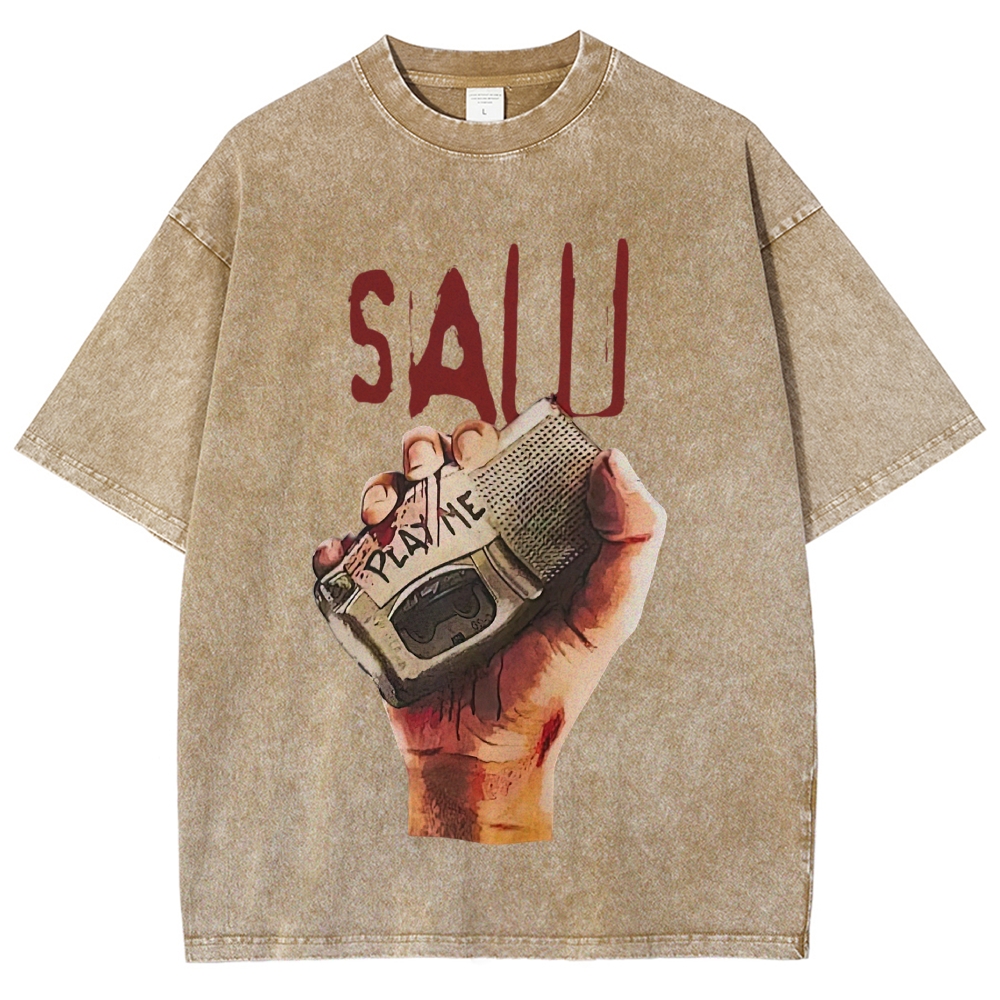 Handheld Recorder Horror Scene Washed T-Shirt 