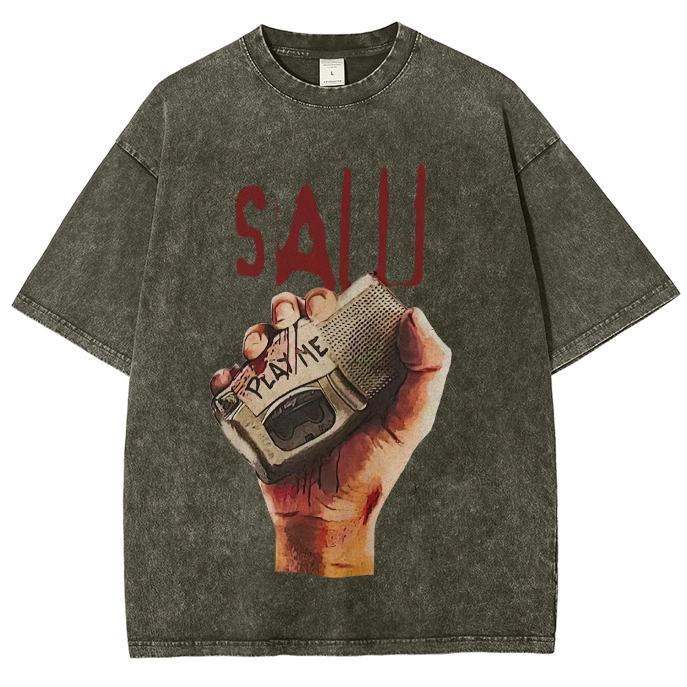 Handheld Recorder Horror Scene Washed T-Shirt 