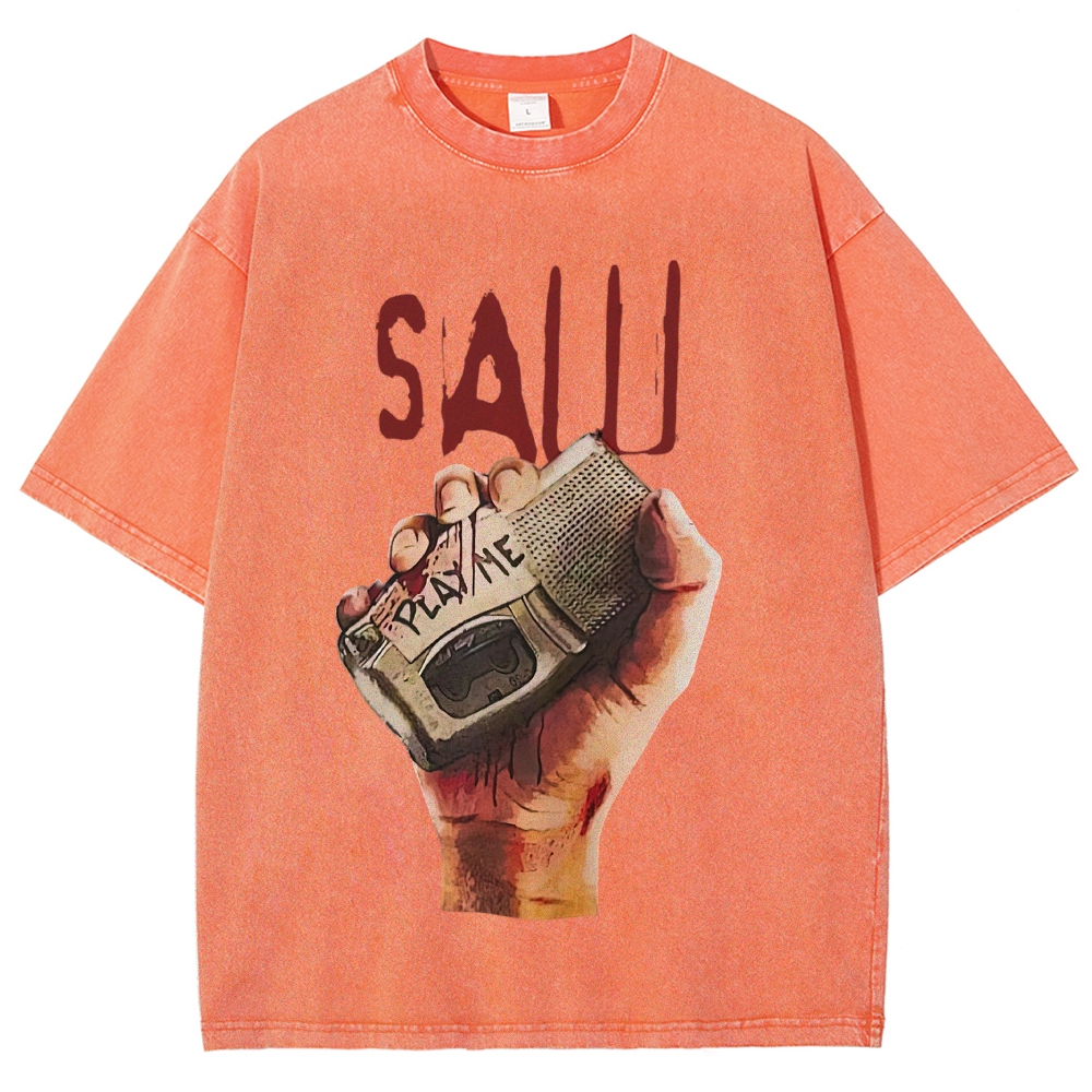 Handheld Recorder Horror Scene Washed T-Shirt 