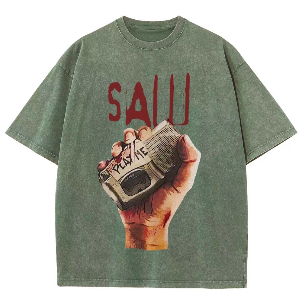 Handheld Recorder Horror Scene Washed T-Shirt 