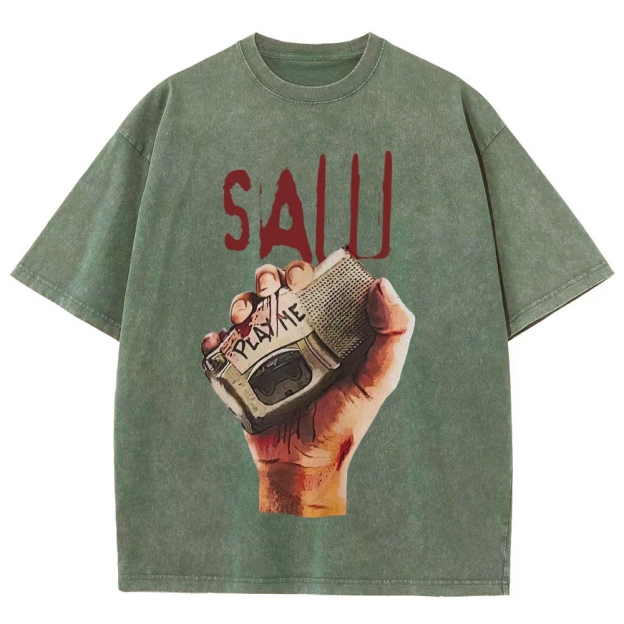 Handheld Recorder Horror Scene Washed T-Shirt 