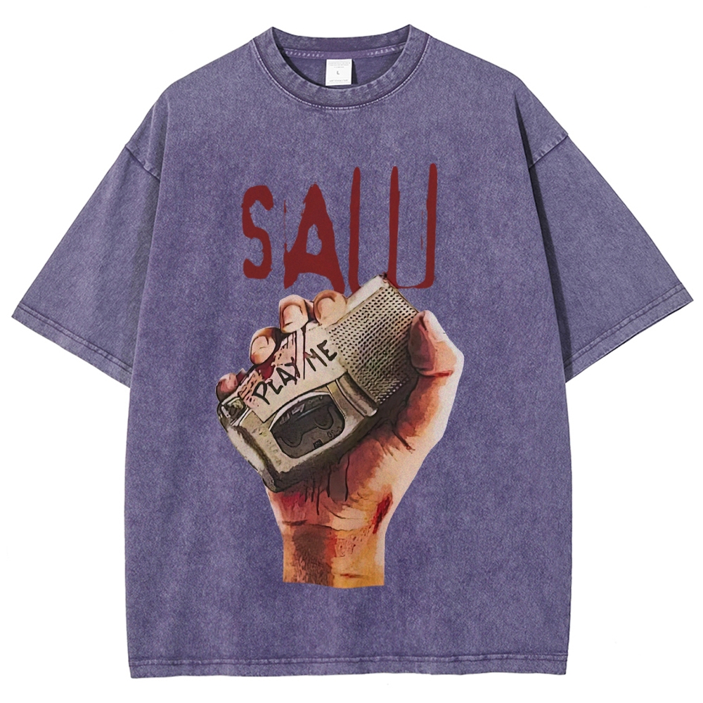 Handheld Recorder Horror Scene Washed T-Shirt 