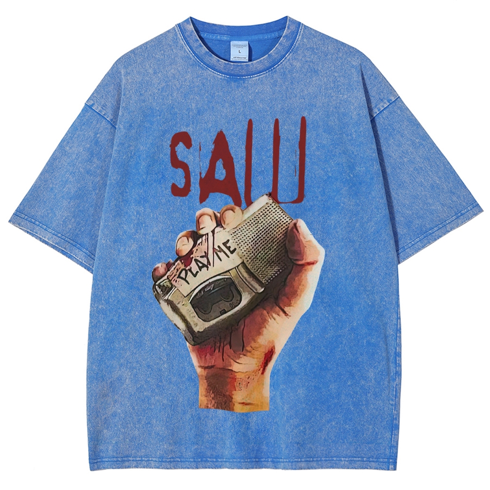 Handheld Recorder Horror Scene Washed T-Shirt 