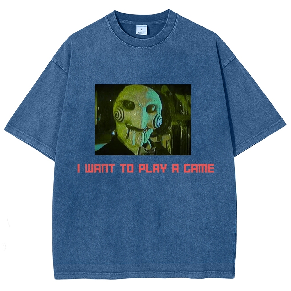 Classic Puppet Horror Character Quote Graphic Washed T-Shirt
