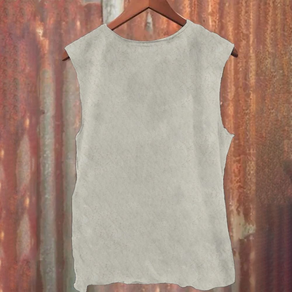 Vintage Ink Wash Raven Figure Graphic Printed Tank Top 