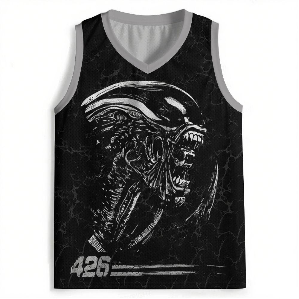 Vintage Dark Alien Creature Sketch Graphic Jersey Tank